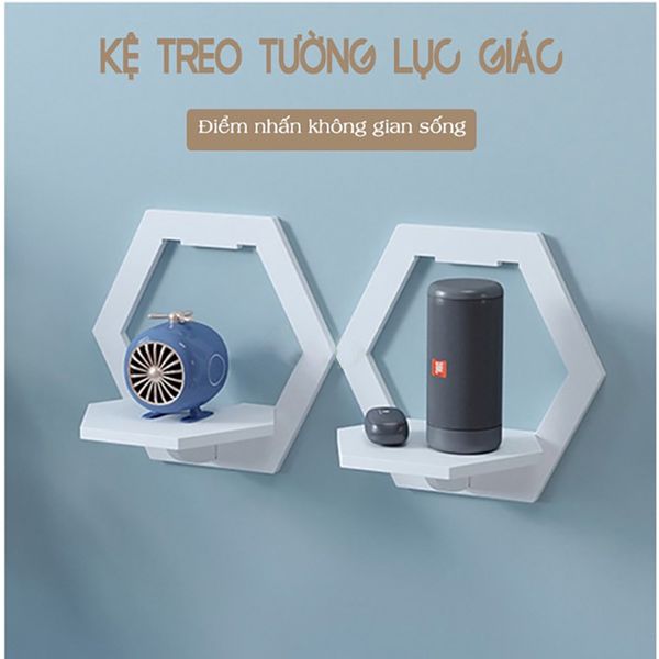 Kệ Treo Tường GAPI Khung Tròn - Lục Giác Màu Trắng - IG389
