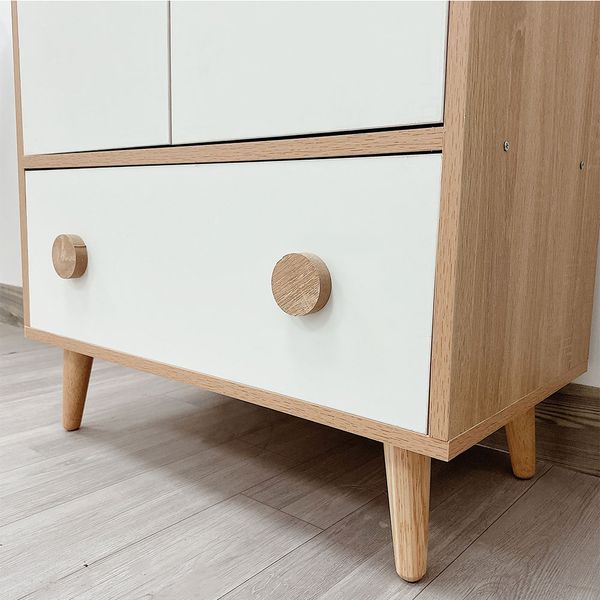 Tủ Quần Áo Trẻ Em GAPI Màu Gỗ Cánh Trắng - GP123