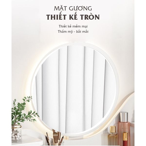 Bàn Trang Điểm GAPI Gỗ MDF Màu Trắng-Vân Gỗ - GP196