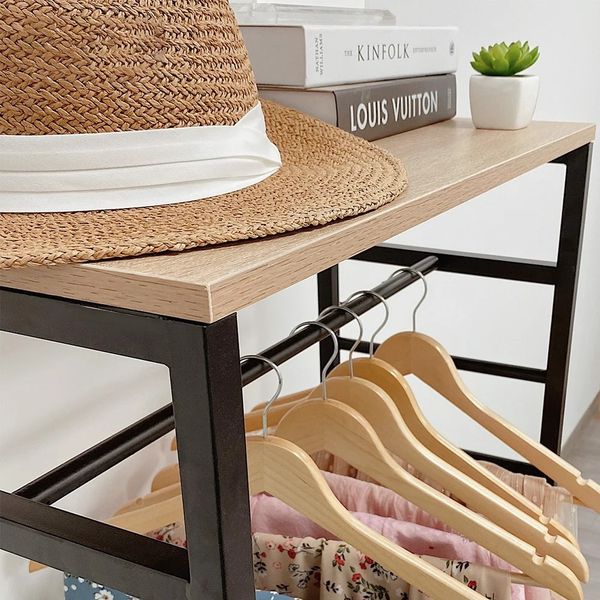 Kệ Treo Quần Áo GAPI Khung Thép Mặt Gỗ - GM07