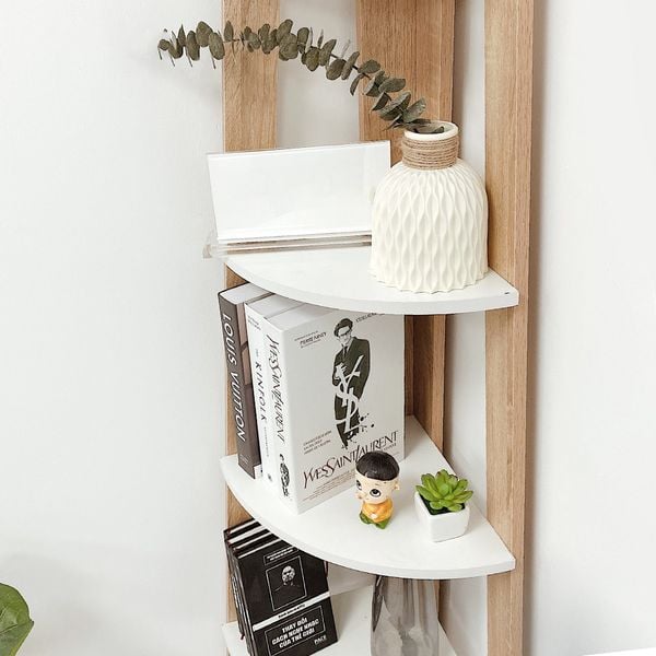 Kệ Góc Đa Năng Corner 5F Gỗ MDF Màu Trắng-Vân Gỗ - GP115