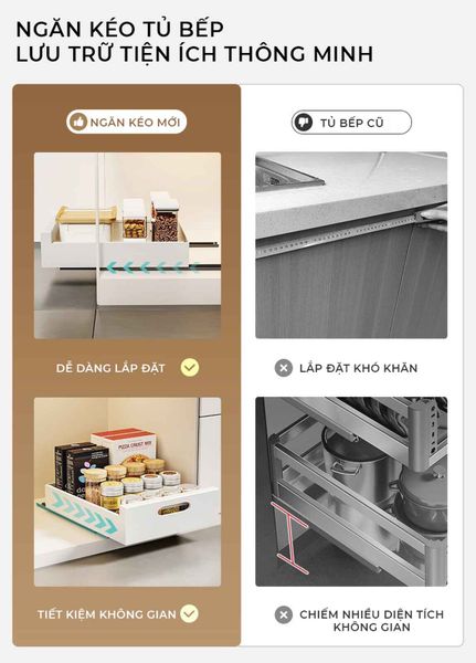 Ngăn kéo nhà bếp thông minh đa năng trắng - GM165