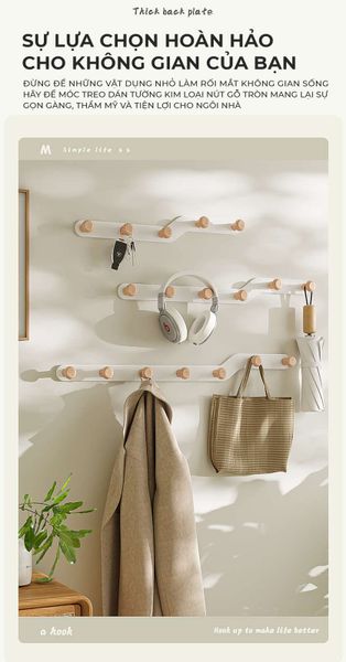 Móc Treo Quần Áo Tường Nút Gỗ Tròn - GM180