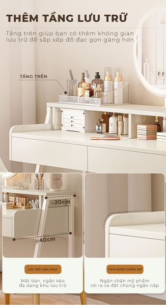 Bàn Trang Điểm Kèm Gương Led Phong Cách Hiện Đại Gỗ MDF Cao Cấp GAPI - GM175