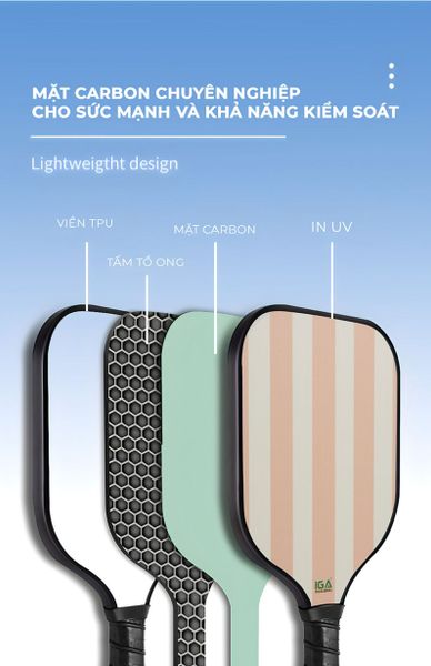 Vợt Pickleball Cam Đào Viền Trắng Tinh Tế GAPI - PK01A.2 - Hết hàng