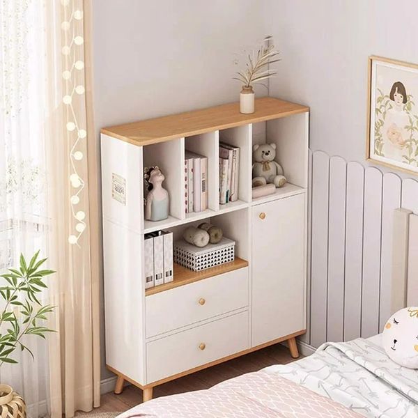 Tủ Sách Phòng Khách GAPI Màu Trắng Phối Vân Gỗ - GP167-GP168