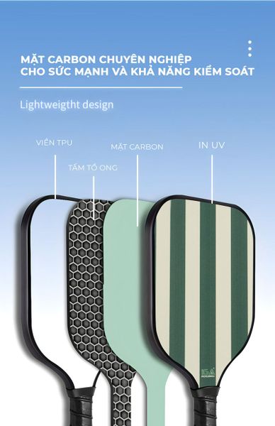 Vợt Pickleball Xanh Viền Trắng Hiện Đại GAPI - PK01A.3