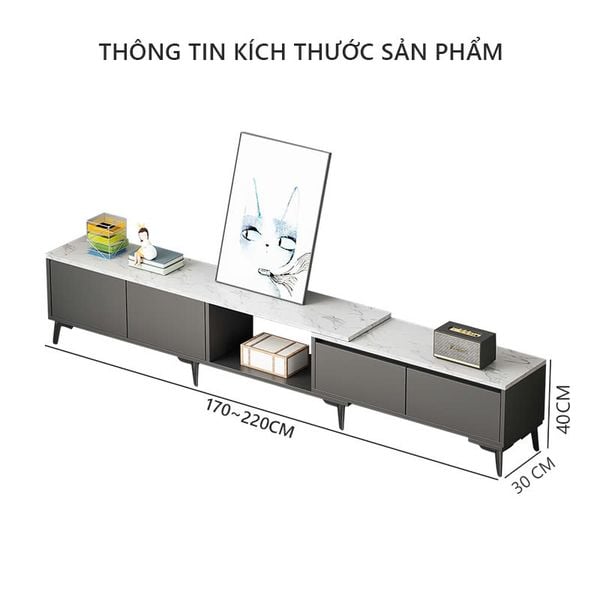 Kệ Tivi Có Ngăn Đa Năng, Hiện Đại Mặt Hoạ Tiết Vân Đá GAPI - GP298