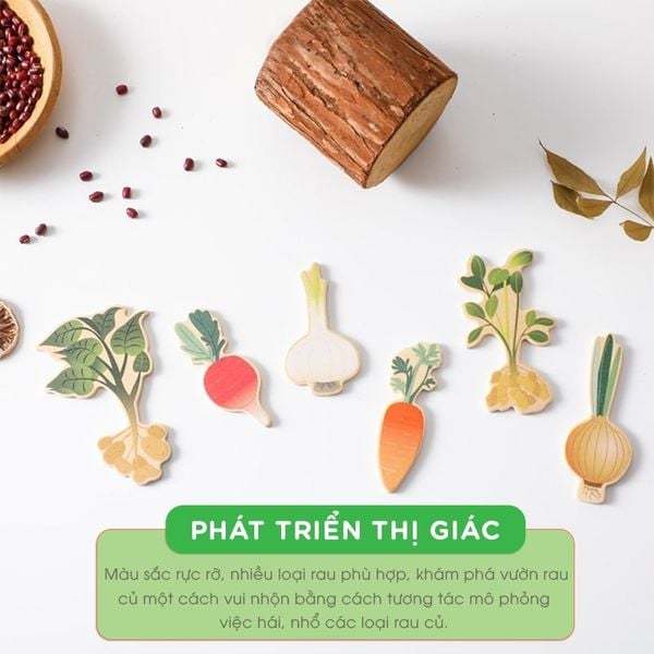 Bảng Đồ Chơi Giáo Dục Nhận Biết Rau Củ Thông Minh Cho Bé Gỗ Cao Cấp GAPI - TOY04