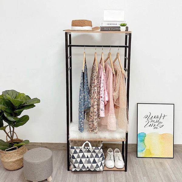 Kệ Treo Quần Áo GAPI Khung Thép Mặt Gỗ - GM07