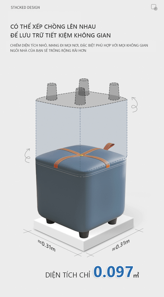 Ghế Đôn Sofa nhỏ gọn bọc da hiện đại, sang trọng GAPI - GC16