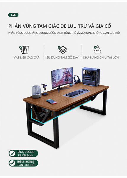 Bàn Gaming Chân Sắt Hộp Gỗ - GM68