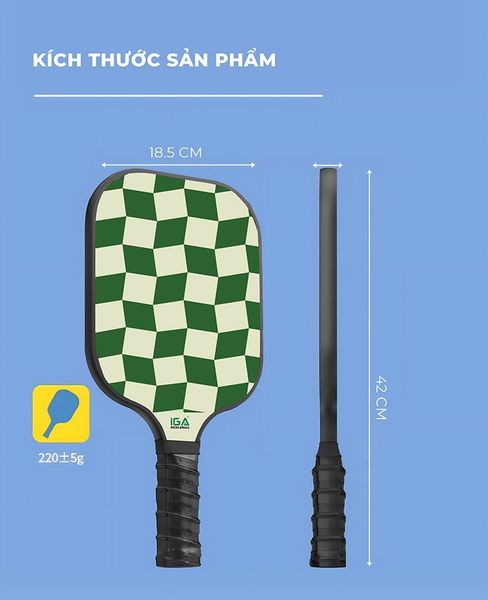 Vợt Pickleball Xanh Caro Viền Trắng Sang Trọng GAPI - PK01A.5