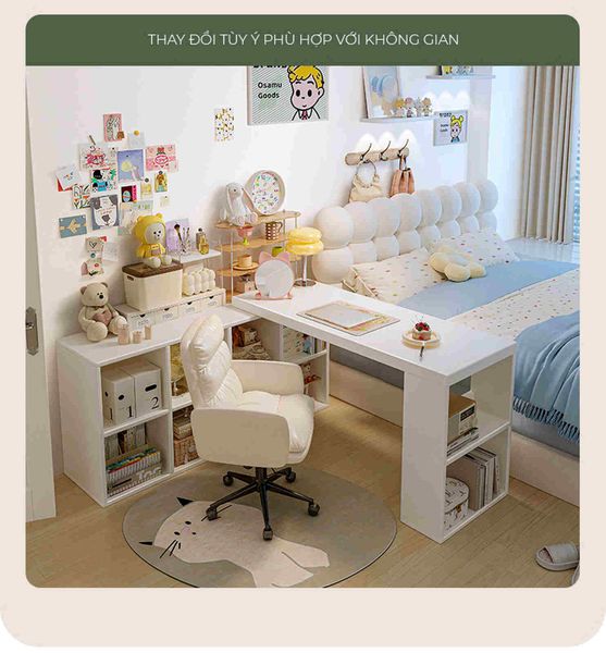 Bàn Làm Việc Đa Năng Tích Hợp Tủ Đựng Đồ Kèm Kệ Sách Hiện Đại - GP368