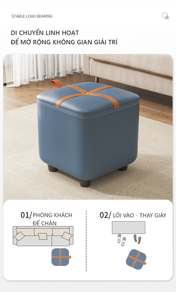 Ghế Đôn Sofa nhỏ gọn bọc da hiện đại, sang trọng GAPI - GC16