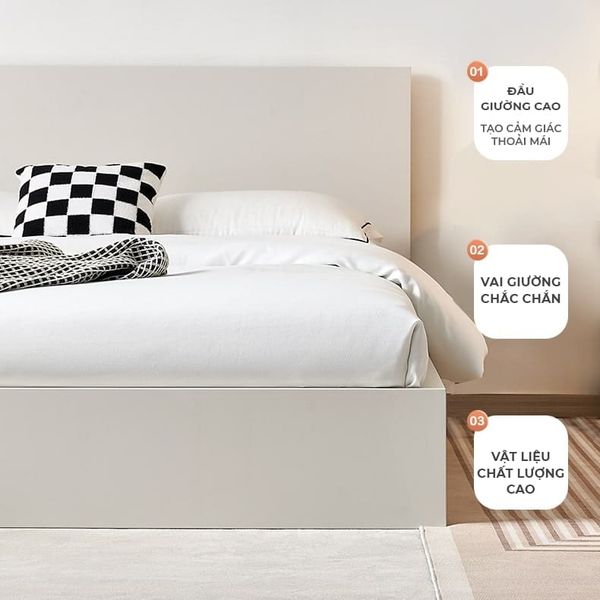 Giường Ngủ Gỗ MDF Đầu Giường Cao Thông Minh GAPI - GP340