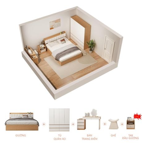 Combo Phòng Ngủ Hiện Đại, Sang Trọng GAPI - CONCEPT.02 - Hết hàng