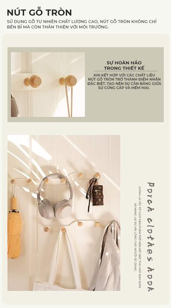 Móc Treo Quần Áo Tường Nút Gỗ Tròn - GM180