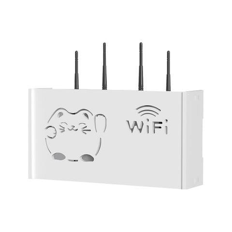 Kệ Wifi Treo Tường GAPI Mẫu Mèo Màu Trắng - IG345 - IG346