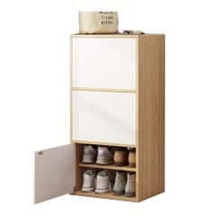 Tủ Giày GAPI 6 Tầng Cánh Mở Màu Gỗ Phối Trắng - GP146