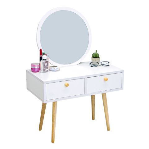 Bàn Trang Điểm GAPI 2 Ngăn Kéo Màu Trắng Gỗ MDF - GP140