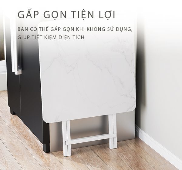 Bàn Ăn Thông Minh MDF Chân Sắt Gấp Gọn Tiện Lợi, Hiện Đại GAPI - GM125