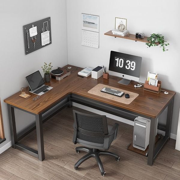 Bàn Học Thông Minh Chữ L Đen Gỗ Óc Chó Hiện Đại GAPI - GM126