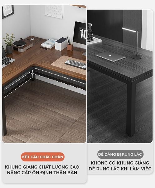 Bàn Học Thông Minh Chữ L Đen Gỗ Óc Chó Hiện Đại GAPI - GM126