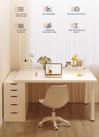 Bàn Làm Việc Chân Sắt Thông Minh Kèm Tủ Đựng Đồ Đa Năng GAPI - GM123