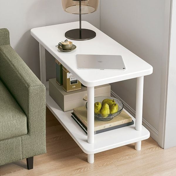 Bàn Trà Chân Sắt 2 Tầng Trắng Sang Trọng Cho Phòng Khách - GM143