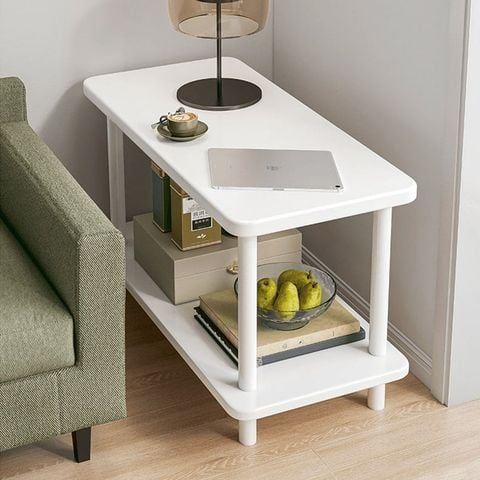 Bàn Trà Chân Sắt 2 Tầng Trắng Sang Trọng Cho Phòng Khách - GM143