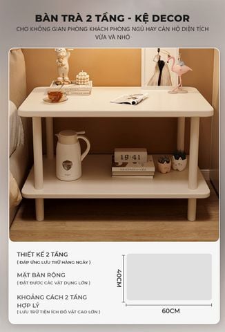 Bàn Trà Chân Sắt 2 Tầng Trắng Sang Trọng Cho Phòng Khách - GM143