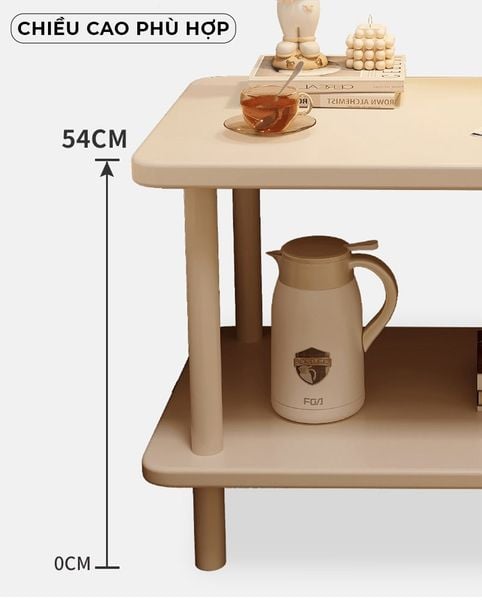 Bàn Trà Chân Sắt 2 Tầng Trắng Sang Trọng Cho Phòng Khách - GM143