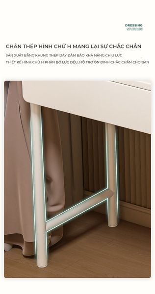 Bàn Trang Điểm Chân Sắt Full Trắng Đa Năng GAPI - GM142 (KHÔNG KÈM GƯƠNG)