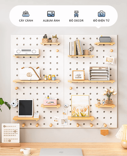 Bảng Treo Tường Trang Trí PEGBOARD gỗ - GP295