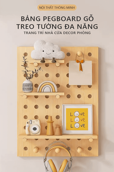 Bảng Treo Tường Trang Trí PEGBOARD gỗ - GP295