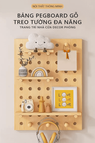 Bảng Treo Tường Trang Trí PEGBOARD gỗ - GP295