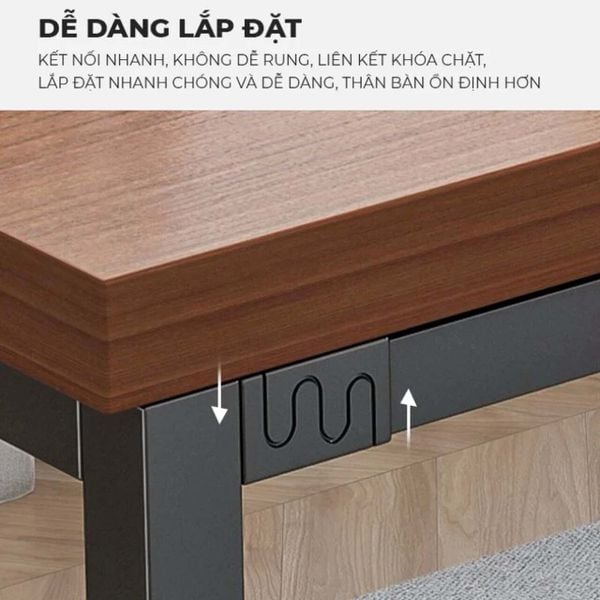 Combo Bàn Kết Hợp Tủ Hồ Sơ Khung Sắt Đen Mặt Gỗ - GM190