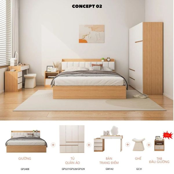 Bộ Nội Thất Phòng Ngủ Phong Cách Scandinavian GAPI - CONCEPT.01 - Hết hàng