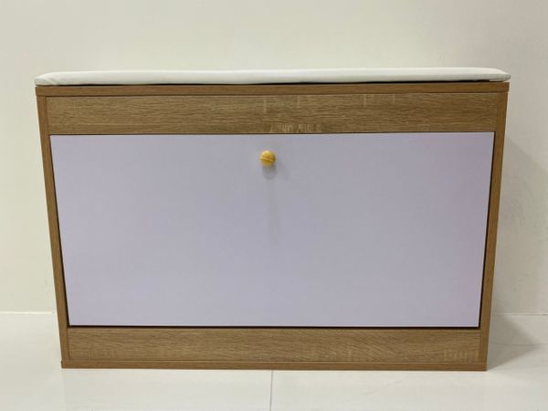 Kệ Giày, Tủ Giày Gỗ Thông Minh Cánh Lật 2 Ngăn Tiện Lợi Màu Vân Gỗ Trắng - GP102B