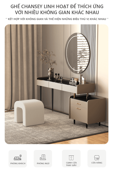 Ghế Trang Điểm Bọc Vải Lông Cừu Chansey Hiện Đại GAPI - GC21