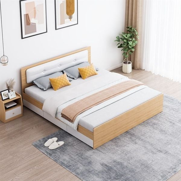 Giường Ngủ, Giường Đơn, Giường Bệt Gỗ MDF Có Ngăn Kéo Để Đồ Tiện Lợi, Hiện Đại GAPI - GP239