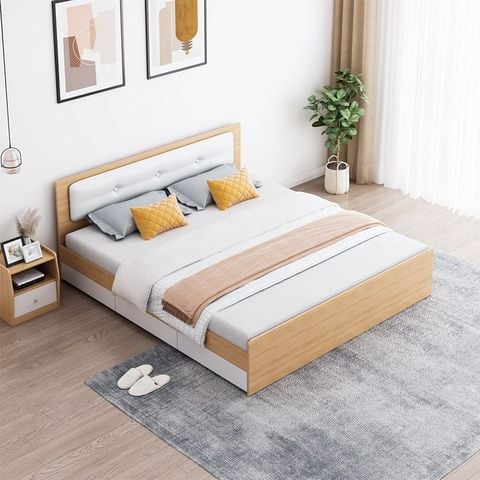 Giường Ngủ, Giường Đơn, Giường Bệt Gỗ MDF Có Ngăn Kéo Để Đồ Tiện Lợi, Hiện Đại GAPI - GP239