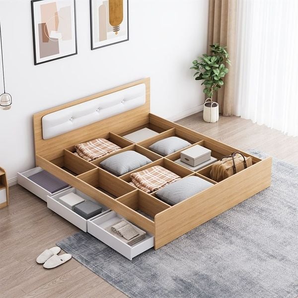 Giường Ngủ, Giường Đơn, Giường Bệt Gỗ MDF Có Ngăn Kéo Để Đồ Tiện Lợi, Hiện Đại GAPI - GP239