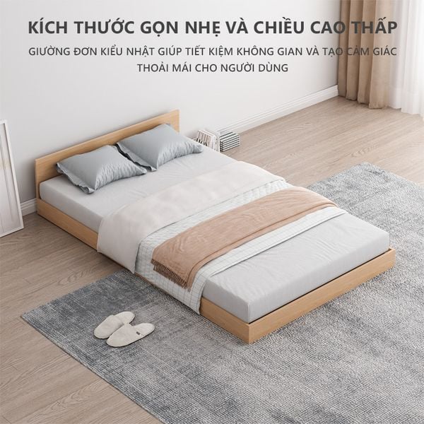 Giường Ngủ Đơn Gỗ MDF Phong Cách Nhật Bản Hiện Đại, Tối Giản GAPI - GP310