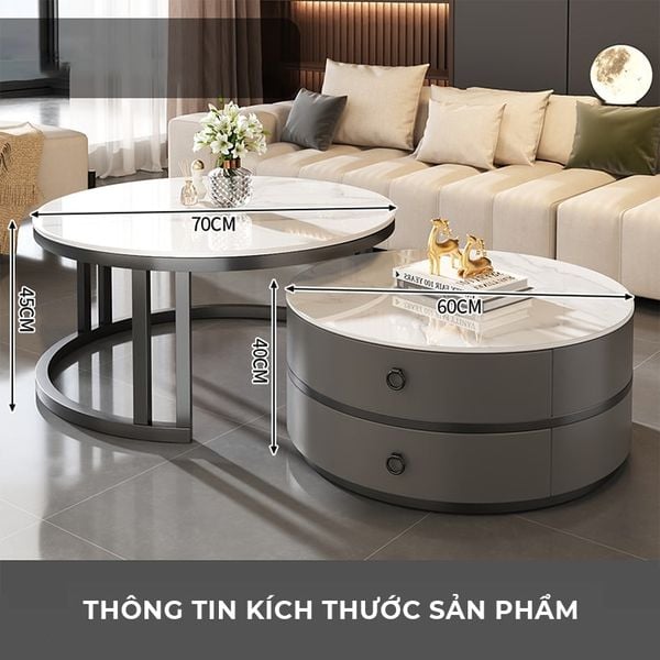 Bàn Trà Sofa Tròn TC Khung Sắt Cao Cấp GAPI - GM148