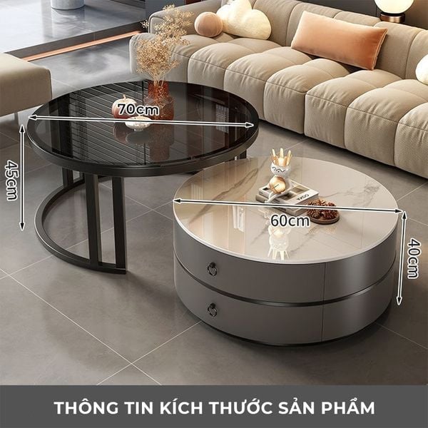 Bàn Trà Sofa Tròn TC Khung Sắt Cao Cấp GAPI - GM148