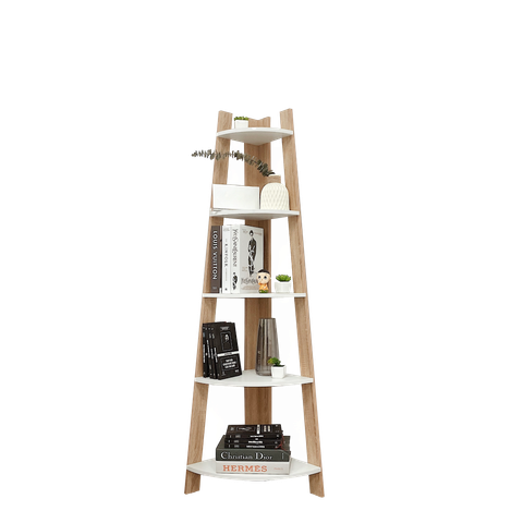 Kệ Góc Đa Năng Corner 5F Gỗ MDF Màu Trắng-Vân Gỗ - GP115