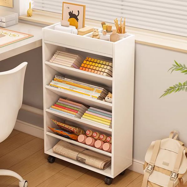 Kệ Sách Ngăn Chéo GAPI Có Bánh Xe Màu Gỗ - GP189