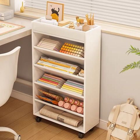 Kệ Sách Ngăn Chéo GAPI Có Bánh Xe Màu Gỗ - GP189